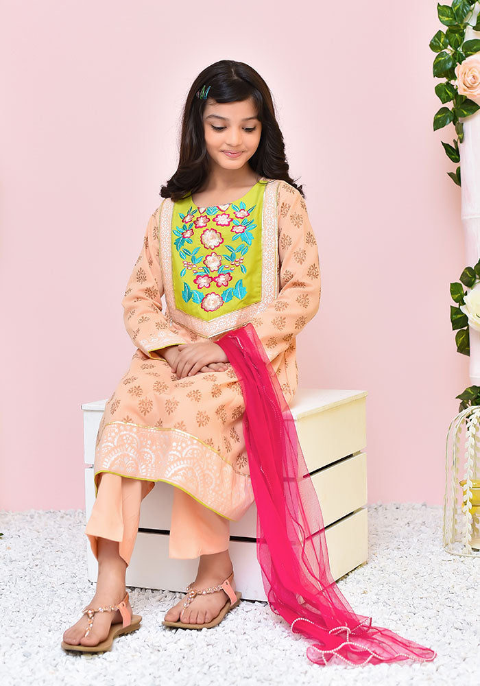 Peach Cotton 3 Piece Suit - Wear Ochre