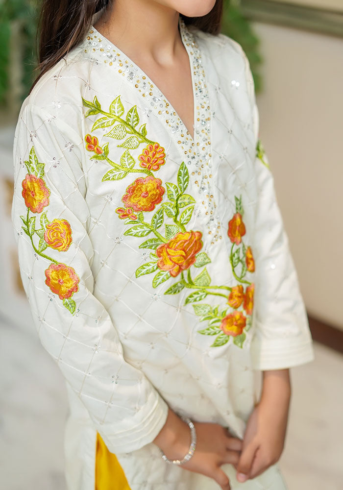 Winter Cotton Hand Work 3 Pc Suit - Wear Ochre