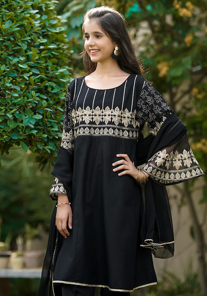 Khaddar Embroidered 3 Pc Suit - Wear Ochre
