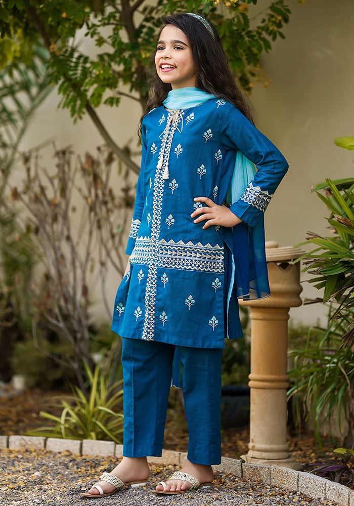 Khaddar Embroidered 3 Pc Suit - Wear Ochre
