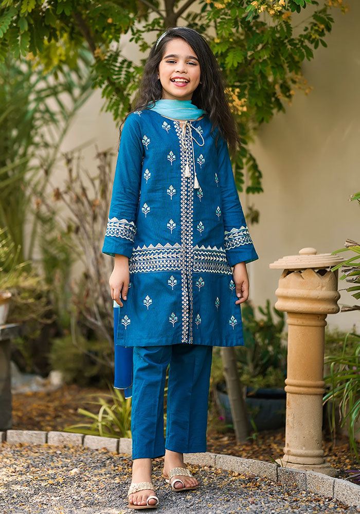 Khaddar Embroidered 3 Pc Suit - Wear Ochre