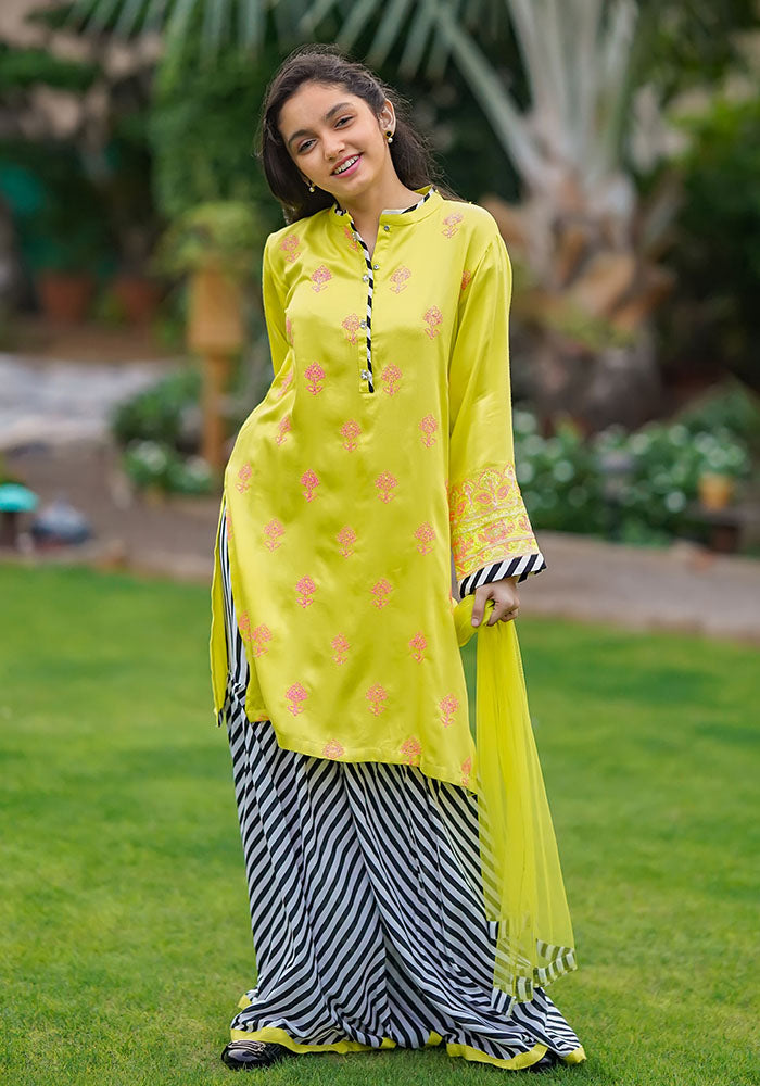 Marina Cotton Embroidered 3 Pc Suit - Wear Ochre