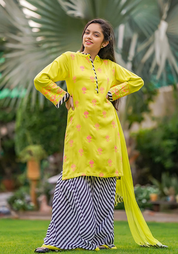 Marina Cotton Embroidered 3 Pc Suit - Wear Ochre