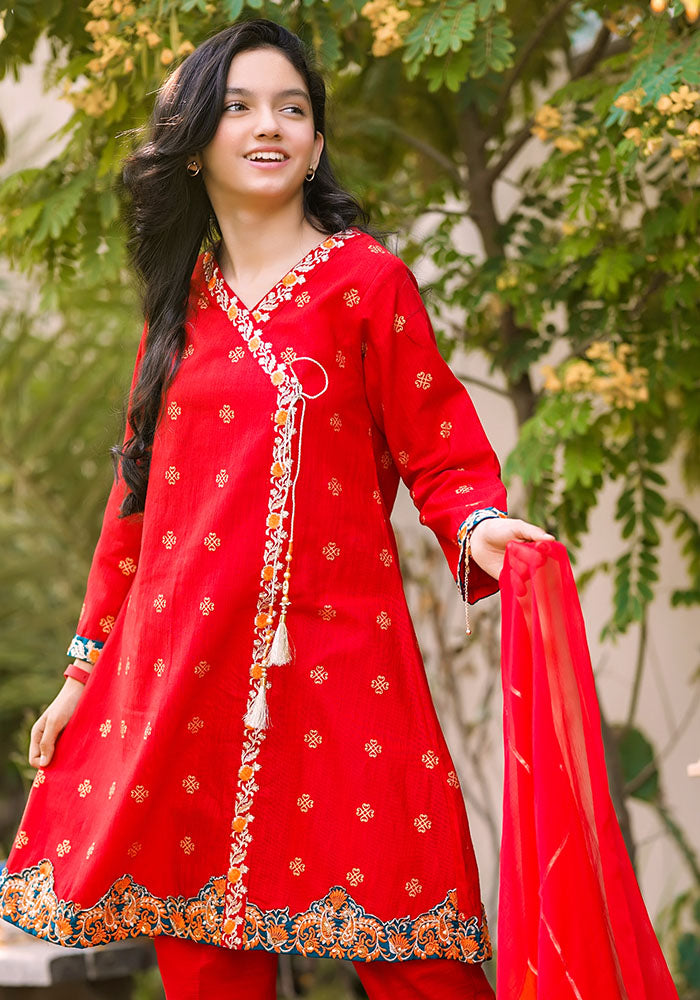 Khaddar Embroidered 3 Pc Suit - Wear Ochre