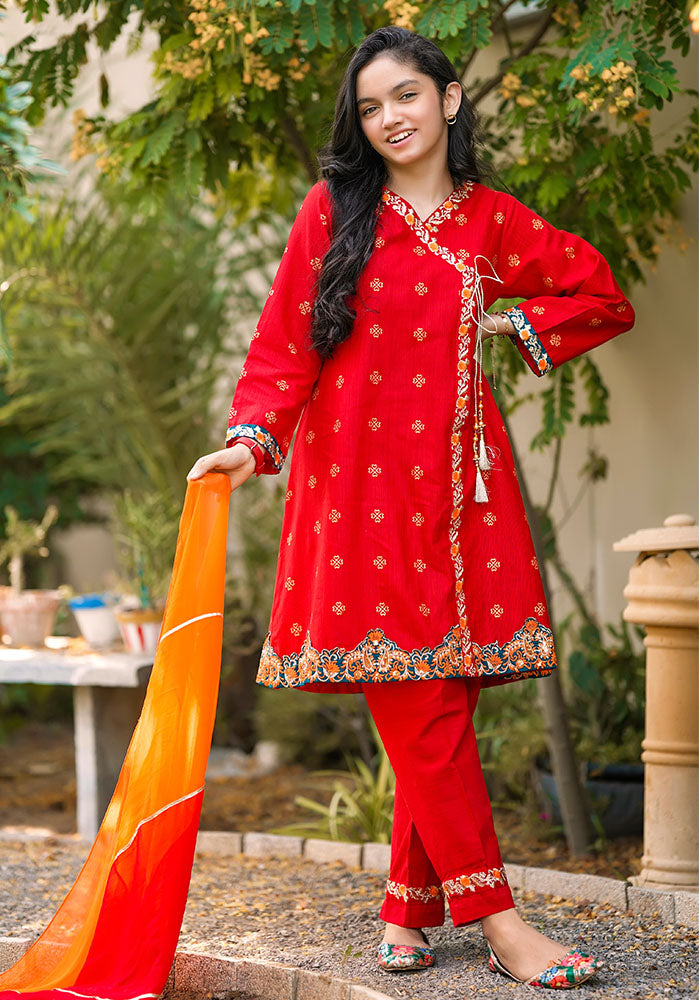 Khaddar Embroidered 3 Pc Suit - Wear Ochre