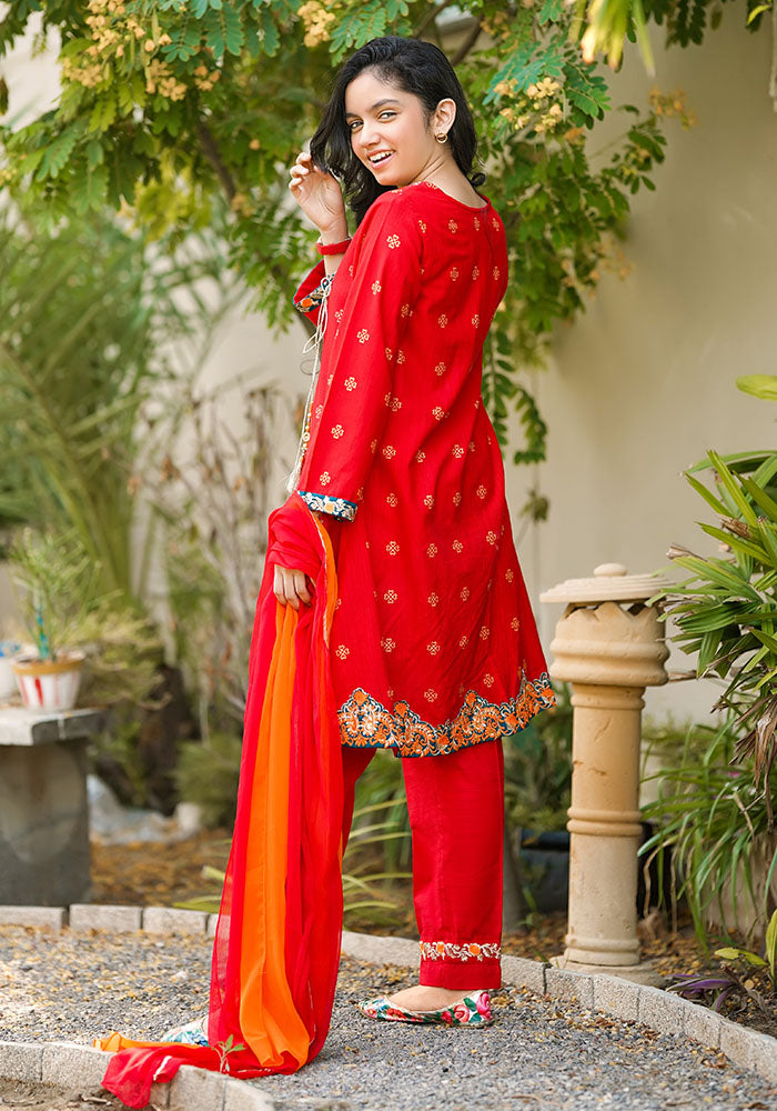 Khaddar Embroidered 3 Pc Suit - Wear Ochre