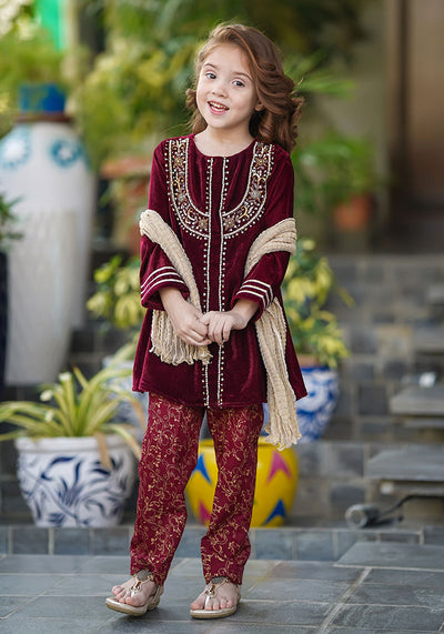 Velvet Hand Work 3 Pc Suit