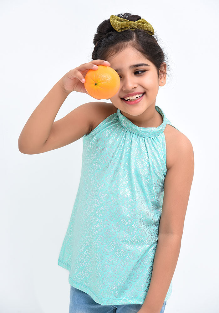 Cotton Stretch Printed Jersey Top - Wear Ochre