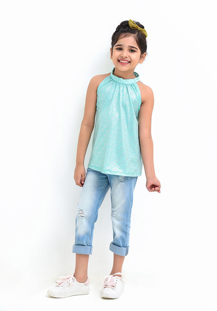 Cotton Stretch Printed Jersey Top - Wear Ochre
