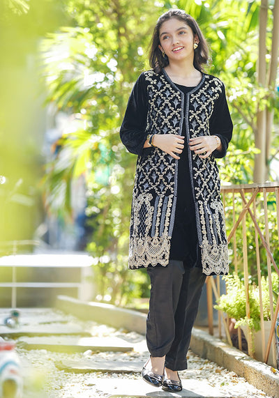 Velvet Embroidered 3 Pc Suit
