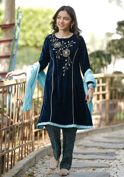 Velvet Hand Work 3 Pc Suit