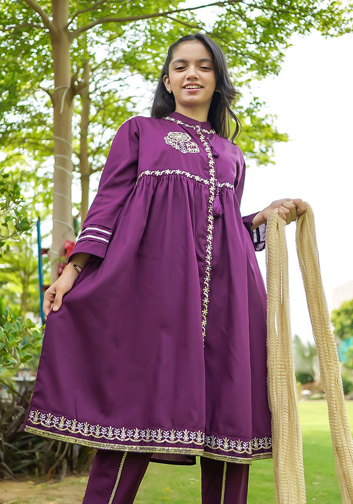 Cotton Embroidered 3 Pc Suit - Wear Ochre