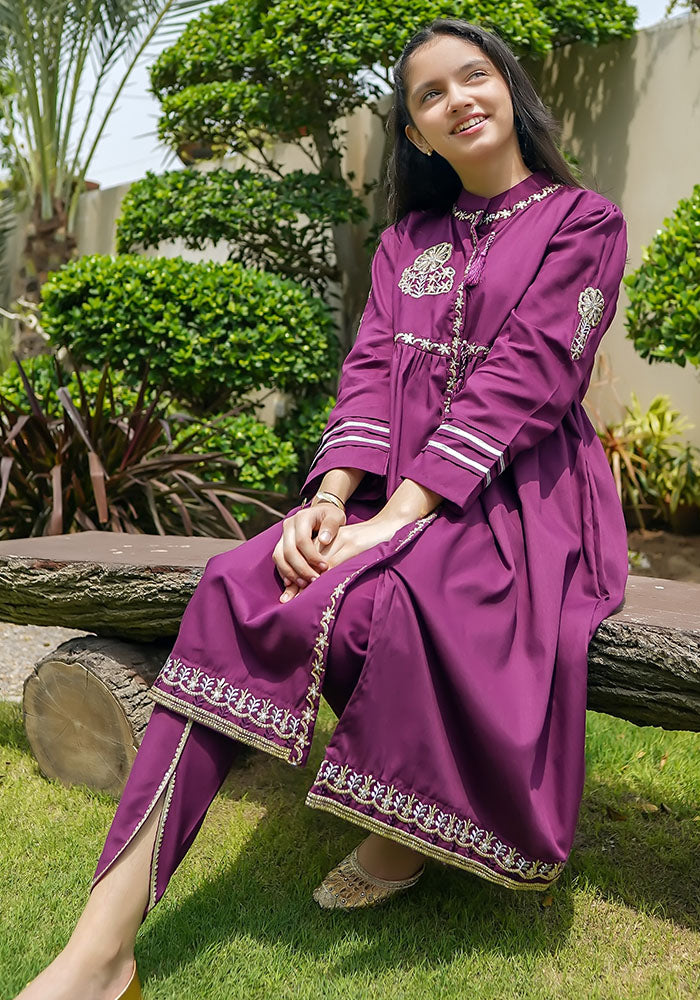 Cotton Embroidered 3 Pc Suit - Wear Ochre