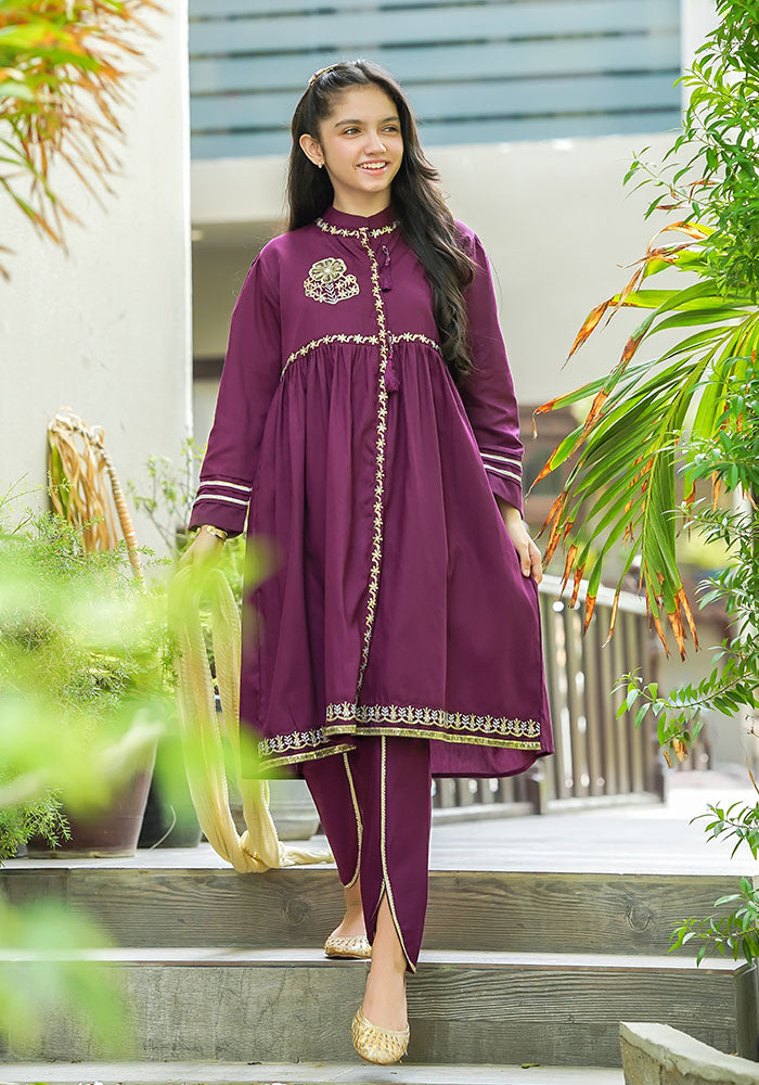 Cotton Embroidered 3 Pc Suit - Wear Ochre