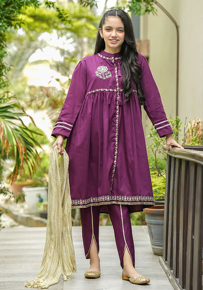 Cotton Embroidered 3 Pc Suit