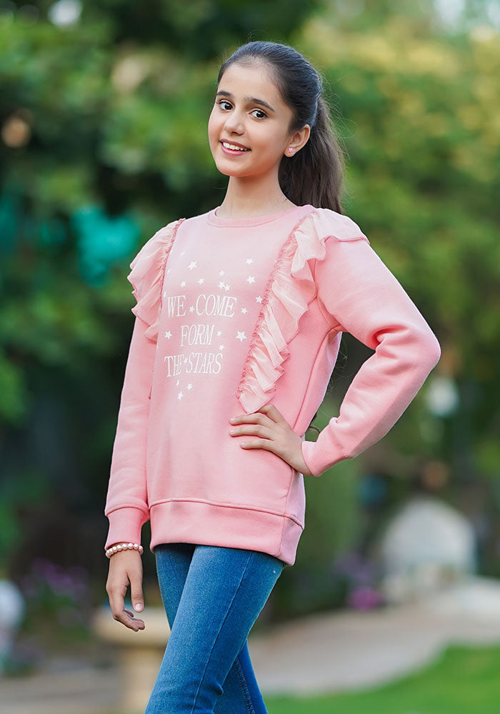 Fleece Printed Sweatshirt - Wear Ochre