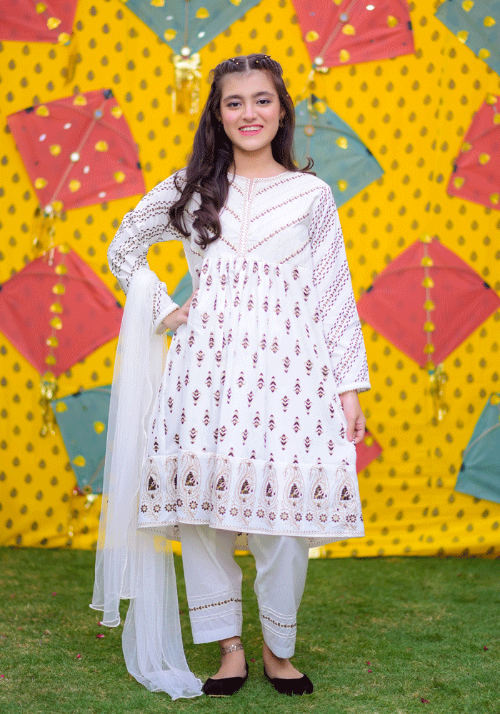 Cambric Printed 3 Pc Suit - Wear Ochre