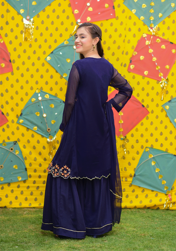 Chiffon Embroidered 3 Pc Suit - Wear Ochre