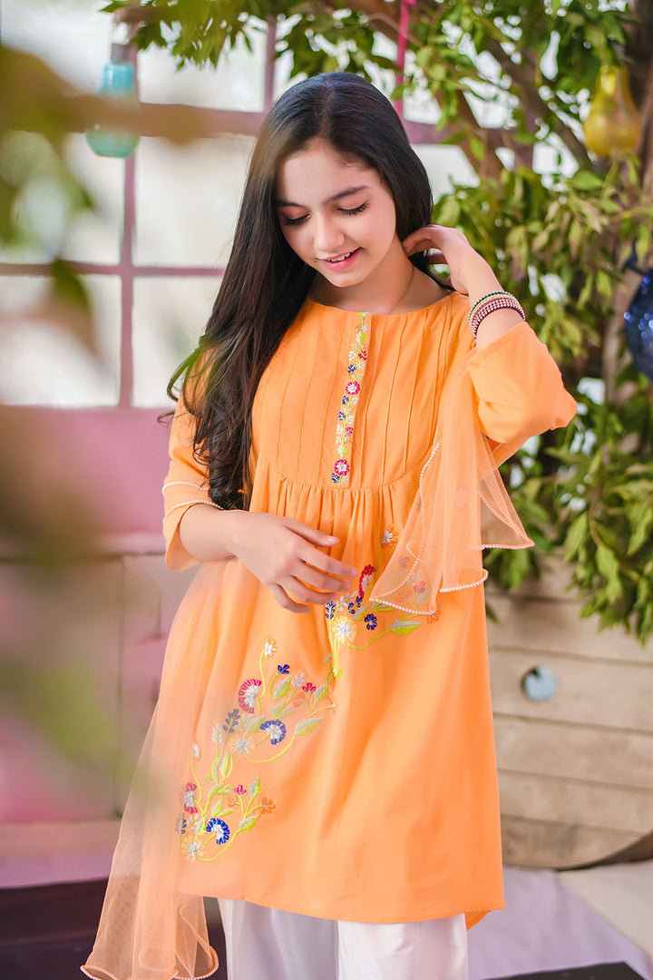 Cotton Embroidered 3 Pc Suit - Wear Ochre
