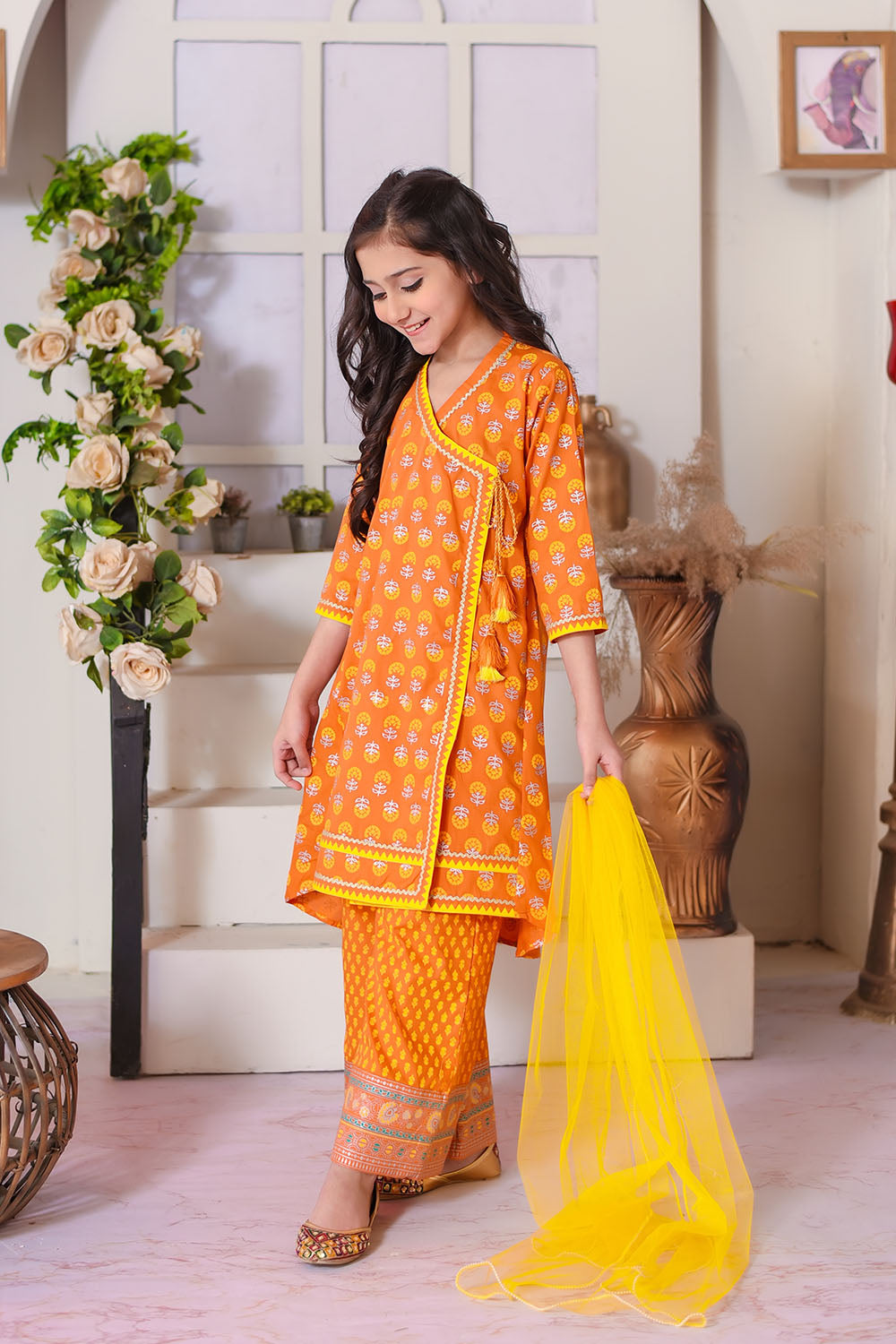 Cotton Printed 3 Pc Suit - Wear Ochre