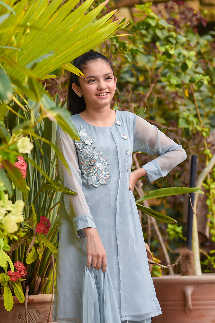 Chiffon Embroidered 3 Pc Suit - Wear Ochre