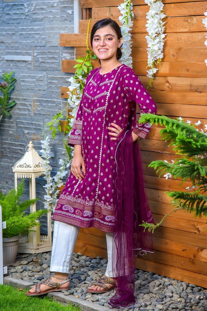 Cotton Printed 3 Pc Suit - Wear Ochre