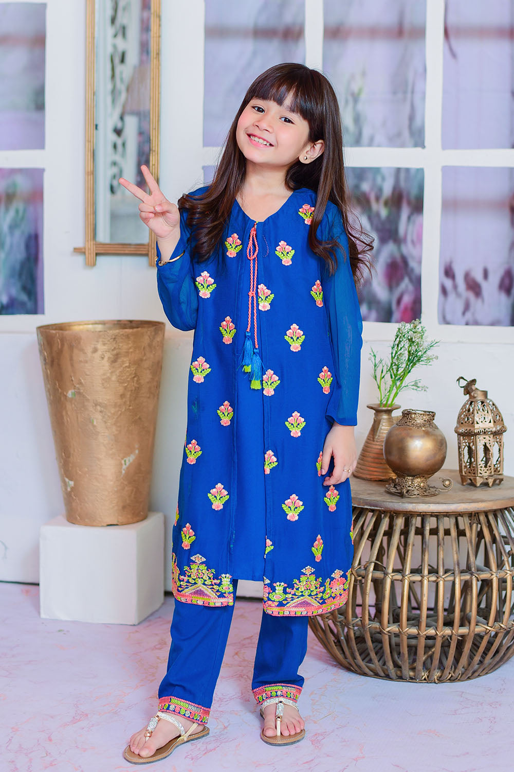 Chiffon Embroidered 3 Pc Suit - Wear Ochre