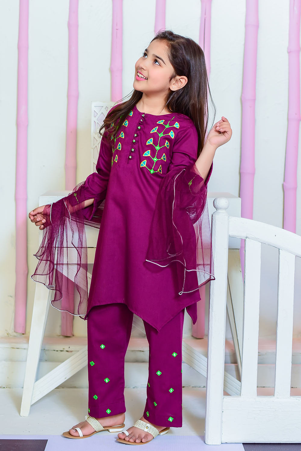 Cotton Embroidered 3 Pc Suit - Wear Ochre