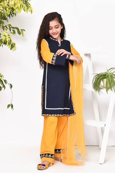 Cotton Embroidered 3 Pc Suit