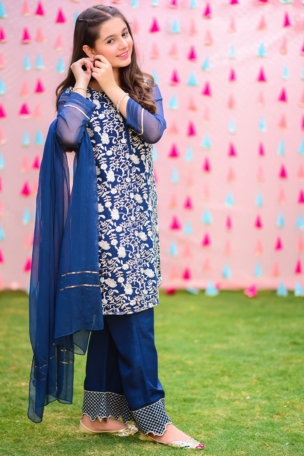 Chiffon Embroidered 3 Pc Suit - Wear Ochre