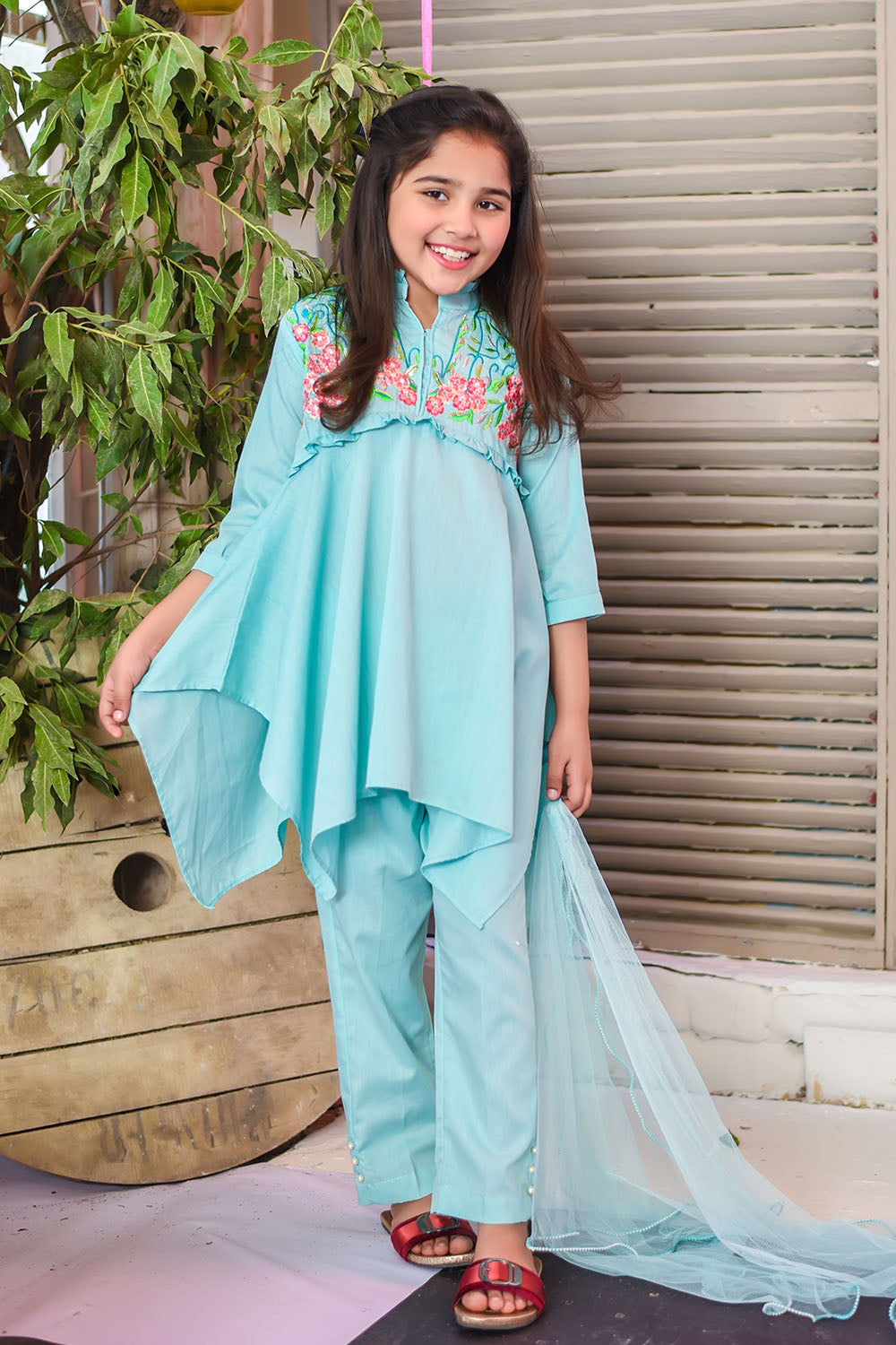 Cotton Embroidered 3 Pc Suit - Wear Ochre