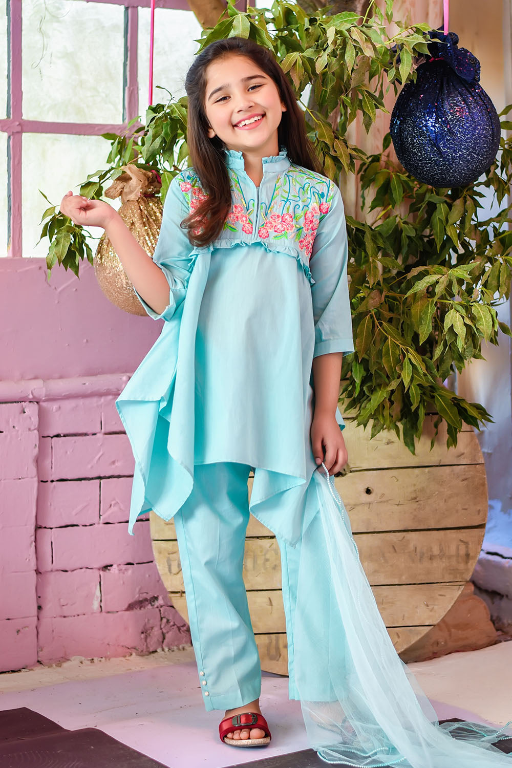 Cotton Embroidered 3 Pc Suit - Wear Ochre