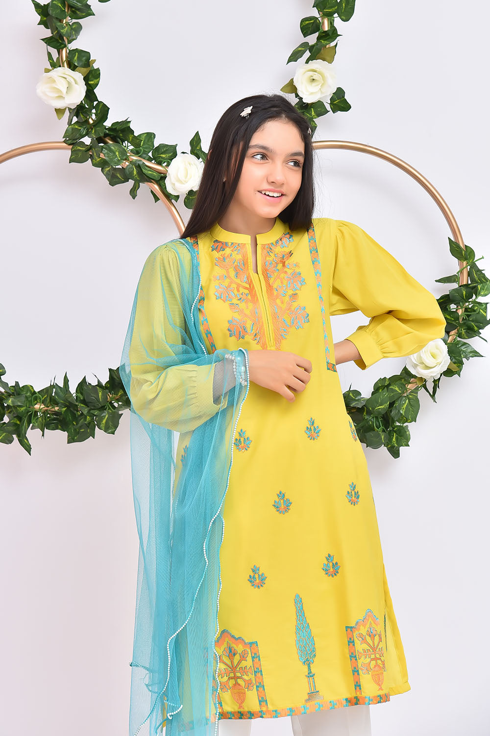 Cotton Embroidered 3 Pc Suit - Wear Ochre