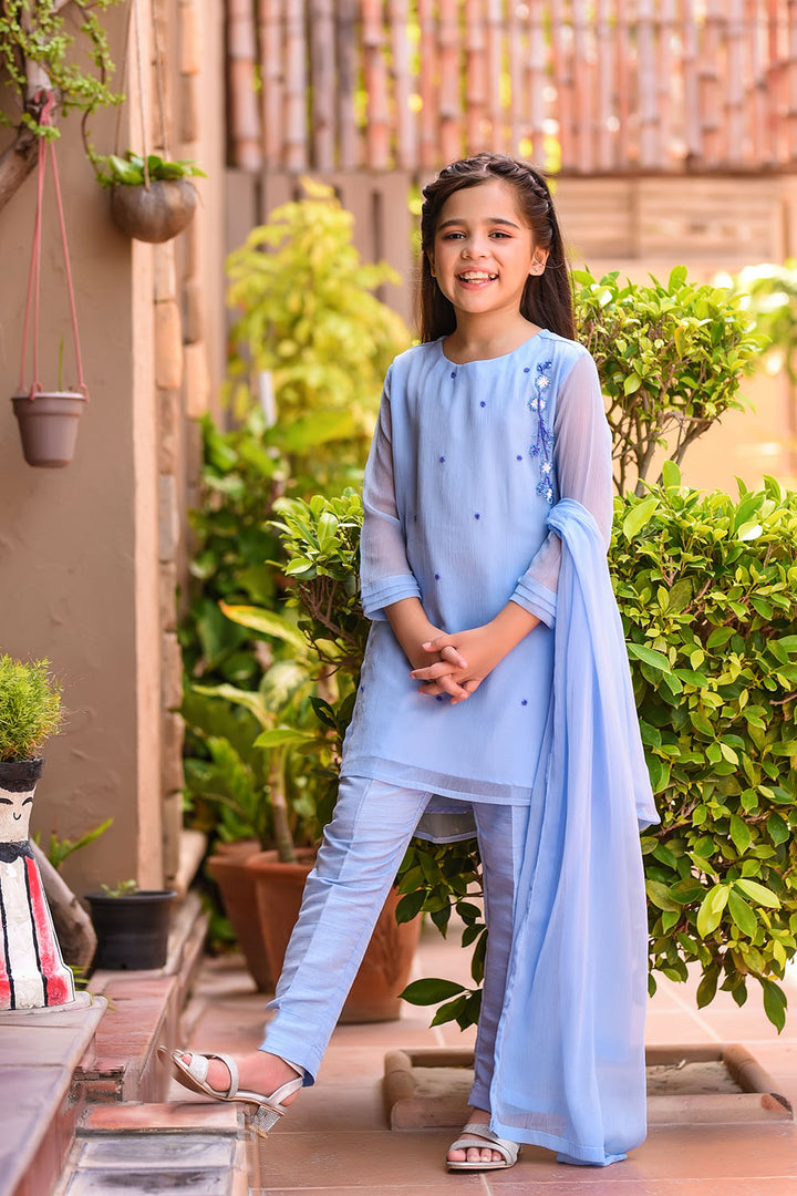 Chiffon Hand Work 3 Pc Suit - Wear Ochre