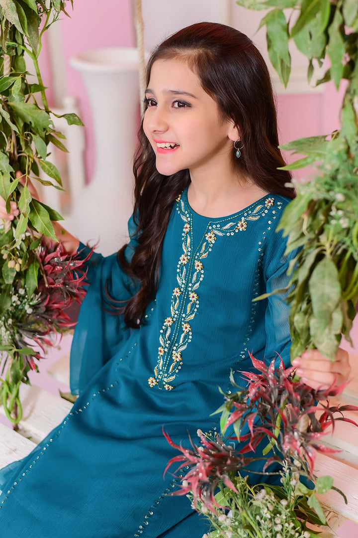 Chiffon Hand Work 3 Pc Suit - Wear Ochre