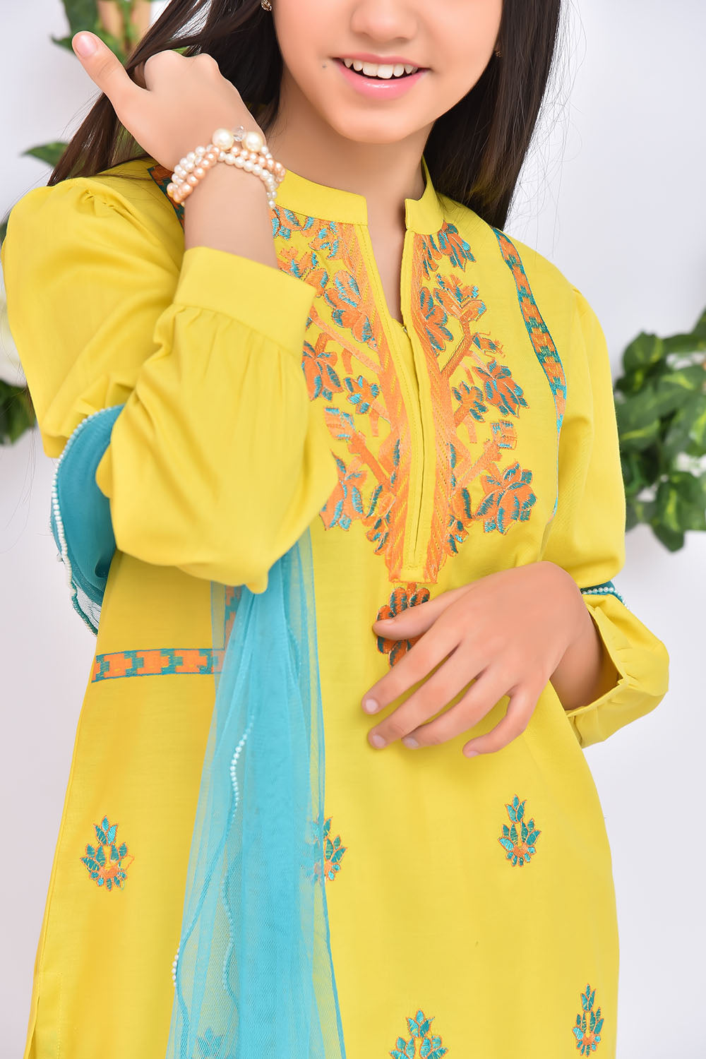 Cotton Embroidered 3 Pc Suit - Wear Ochre