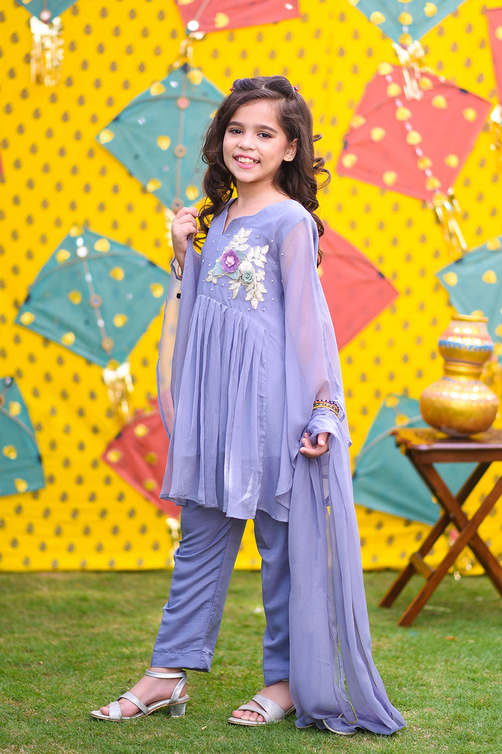 Chiffon Embroidered 3 Pc Suit - Wear Ochre