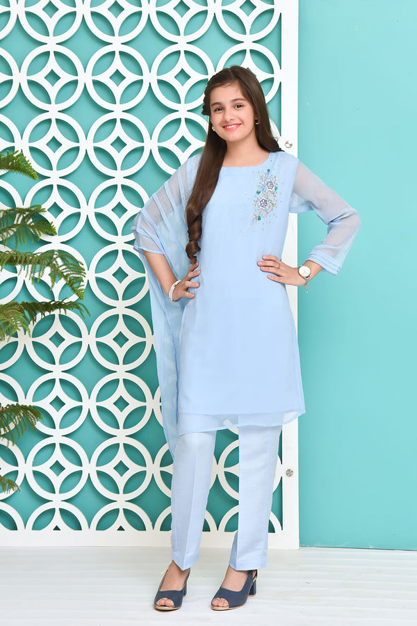 Chiffon Hand Work 2 Pc Suit - Wear Ochre