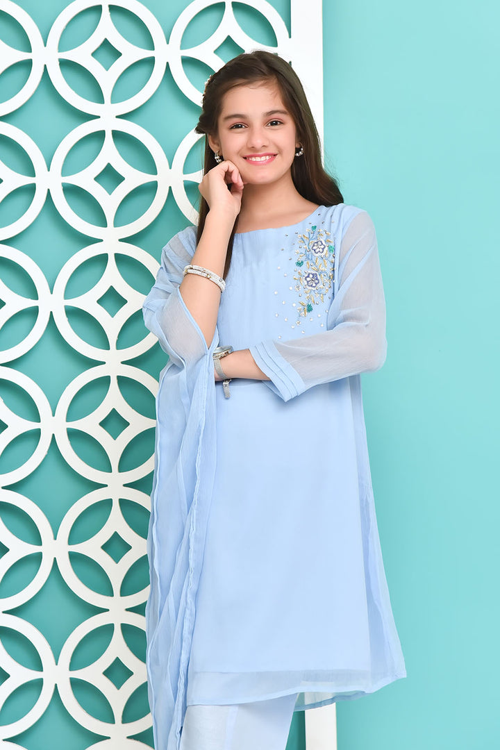 Chiffon Hand Work 2 Pc Suit - Wear Ochre