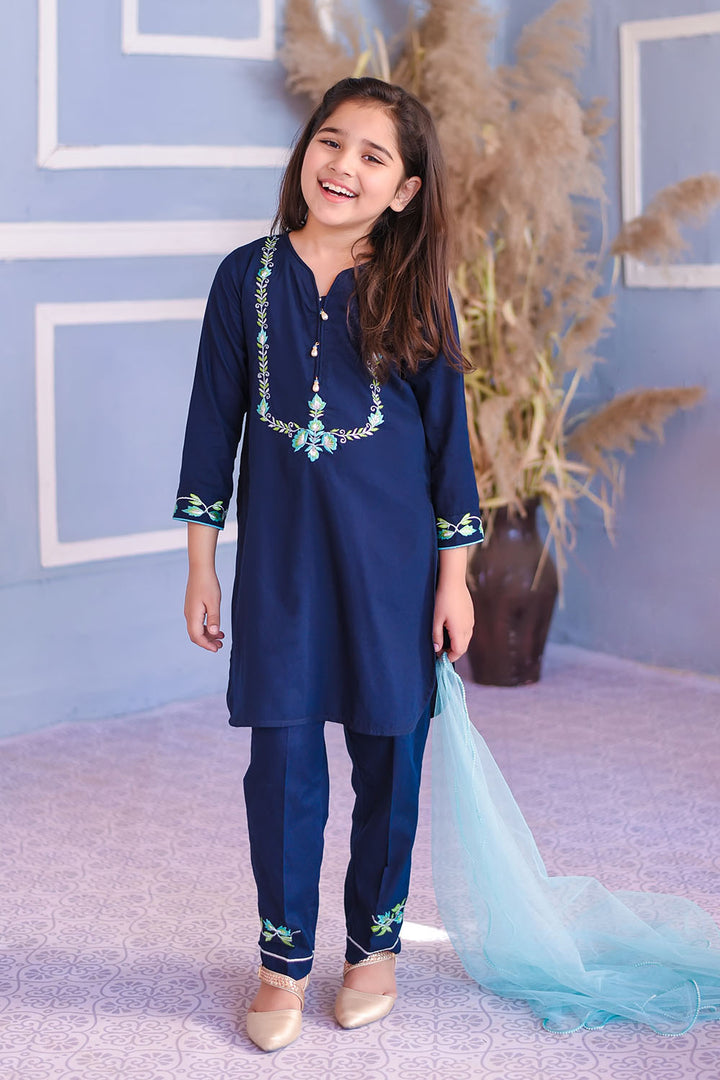 Cotton Embroidered 3 Pc Suit - Wear Ochre