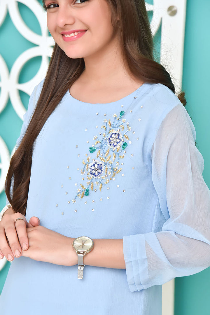 Chiffon Hand Work 2 Pc Suit - Wear Ochre