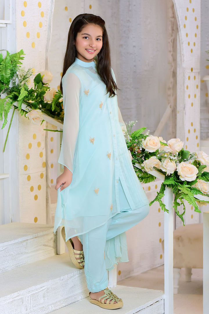 Chiffon Hand Work 3 Pc Suit - Wear Ochre