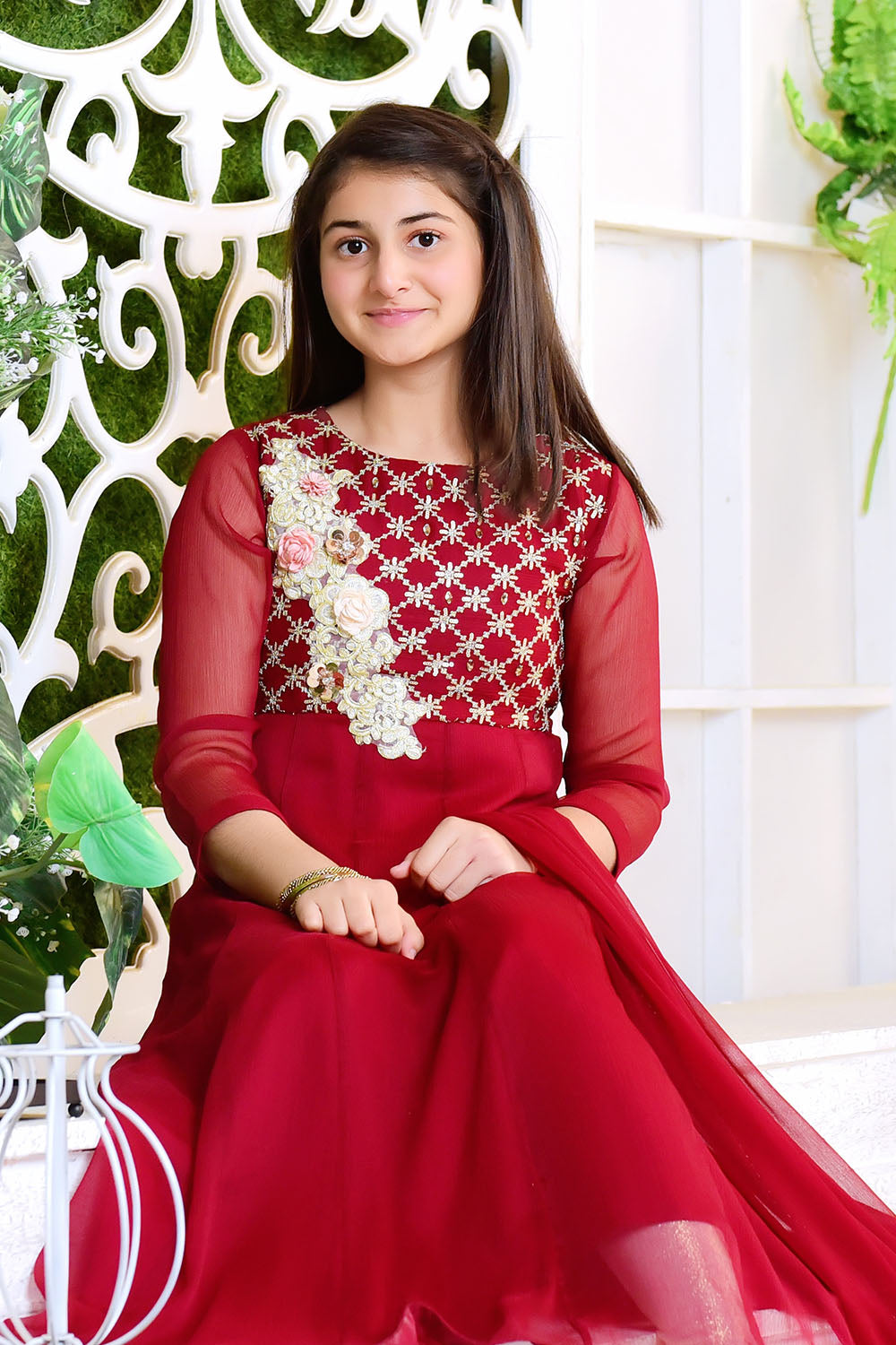Chiffon Embroidered 3 Pc Suit - Wear Ochre