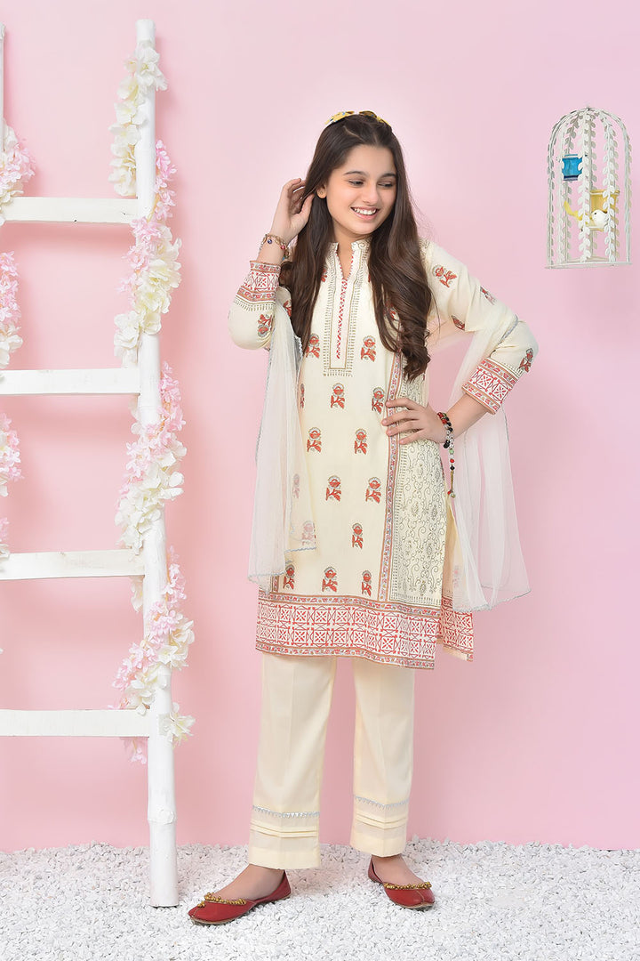 Cotton Printed 3 Pc Suit - Wear Ochre
