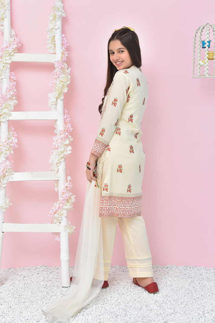Cotton Printed 3 Pc Suit - Wear Ochre