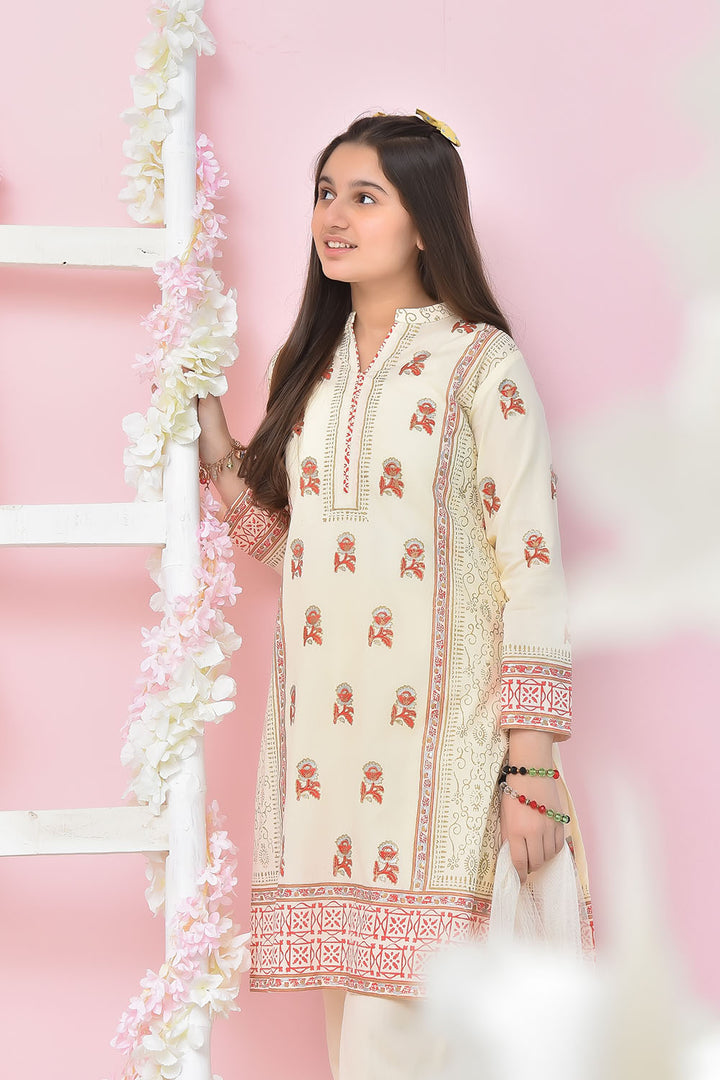 Cotton Printed 3 Pc Suit - Wear Ochre