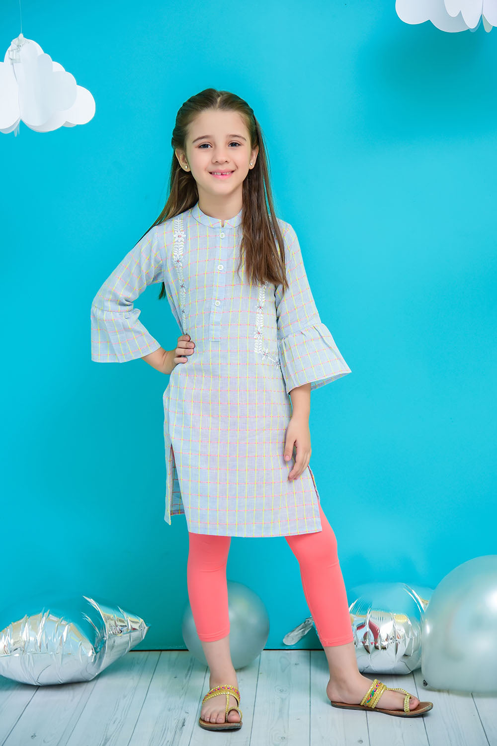 Chambray Embroidered Kurta - Wear Ochre