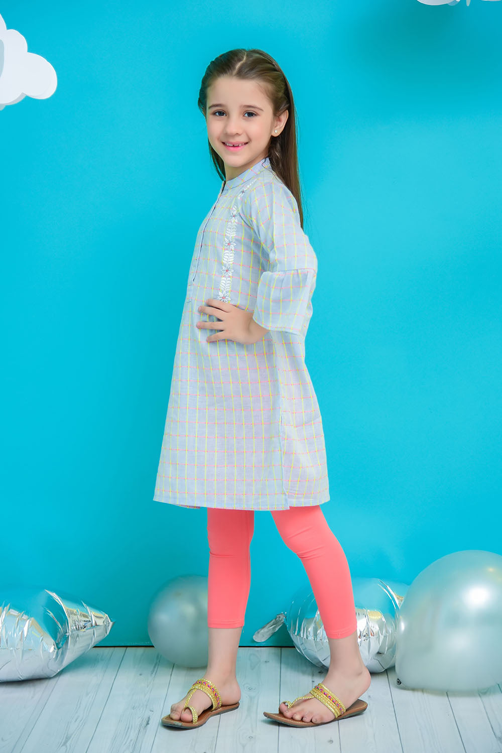 Chambray Embroidered Kurta - Wear Ochre