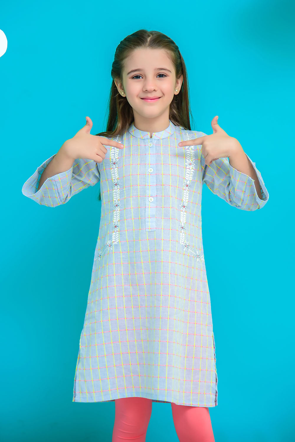 Chambray Embroidered Kurta - Wear Ochre