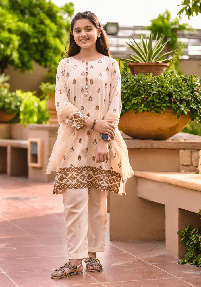 Cotton Printed 3 Pc Suit - Wear Ochre